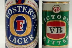 AUS581-582 Foster´s Lager 750ml , 25 Fl. Oz, Victoria Bitter 375ml Steel Can, old Australian Steel Cans, ABCCA, Australian Beer Can Collecttor, Bierdose Australien, Beer Can Collection Australia