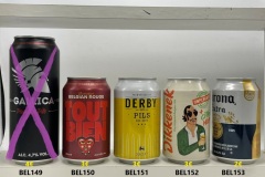 BEL149-153 Gallica Premium Pils, Average Belgian Rouge Tout Bien, Derby Pils 330ml, Dikkenek Unplugged, Corona Extra brewed in Belgium, BElgium beer cans, Belgian Beer Can Collector, Beer Can Collecction Belgium, Belgische Bierdosen