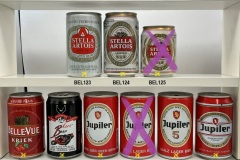 BEL117-125 Belle-Vue Kriek, Bikers Beer, Jupiler Beer, Jupiler Malz Lager Bier, Jupiler 5 Malz lager Bier, Jupiler 33cl Can, Stella Artois 330ml, Stella Artois 250ml, Beer Can from Belgium, Belgium beer can collection, Brussels Beer Can Museum, Belgische Bierdose