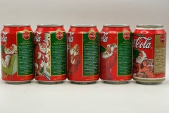 CCS075 Coca-Cola Original "santa Claus Edition 1997, Babbo Natale Set 1-5 Cans ITALY  15 EURO Coke can colection, coke can set, coke collector