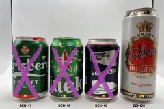 DEN117-120 Carlsberg Med Holed Side on Side, Heineken Euro 2020 Denmark, Royal Export Bersaerk, Tuborg Fine Festival Beer beer can from Denmark, Danish beer can collector, Danish beer can Collection