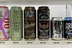 GER1165-1170 Bitburger 0.0, Burgfürst Premium Beer, Mönchshof Kellerbier, Oettinger Schwarz Export, BO Dortmund Edition, Crew Republic India Pale Ale, German Craft Beer Can, beer can collector Germany, Deutsche Bierdosen