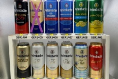 GER1398-1409 Perlenbacher Gold, Perlenbacher Premium Pils for Slovakia, Perlenbacher Lagerbier Hell, Perlenbacher Export, Perlenbacher Strong, Perlenbacher Hefe Weissbier, Perlenbacher Alkoholfrei, Perlenbacher Naturradler Alkoholfrei, Perlenbacher Natur Radler, Lidl Bierdosen, Bierdosensammler Deutschland, beer cans from Germany