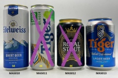 MAS010-013 Edelweiss Wheat Beer brewed in Malaysia, 330ml Slim Can, Tiger Flavoured Lager 330ml Slim Can, Royal Stout Malaysia, Tiger Lager Beer Malaysia, Malasia Beer Can Collection, South East Asia Beer Cans, Beer Can Collector Asia, Guinness Asia