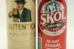 ROU058-059 Birra Moretti LÀutentica Premium Lager, Skol Original Da Gust Racoririi, Romania beer can collection, beer can collector Romania, Rumänische Bierdose