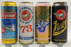 SVK064-067 Urpiner Nealko, Zlaty Bazant Hurbanovo ´73, Zlaty Bazant Vyhravajme Spolu, Zlaty Bazant Tmavé, Slovakia Beer Can Collector, Slowakische Bierdosen, Slovakei Bierdosensammlung