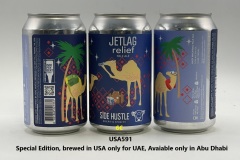 USA591 Side Hustle Brewery Jetlag Relief Pale Ale brewed for UAE, Arabic Brewery, Abu Dhabi Beer Can, UAE Beer Can, Special Edition Beer Can, Arabische Bierdose